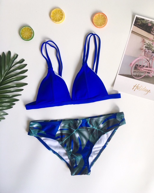 Bikini đi biển nữ thời trang 2 mảnh hoạ tiết tropical