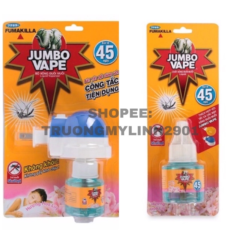 Máy xông đuổi muỗi &amp; Lọ Tinh Dầu Jumbo Vape an toàn