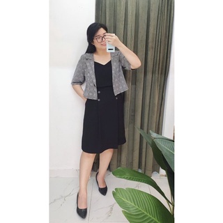 Bigsize công sở - Set Đầm Dây Và Áo Khoác