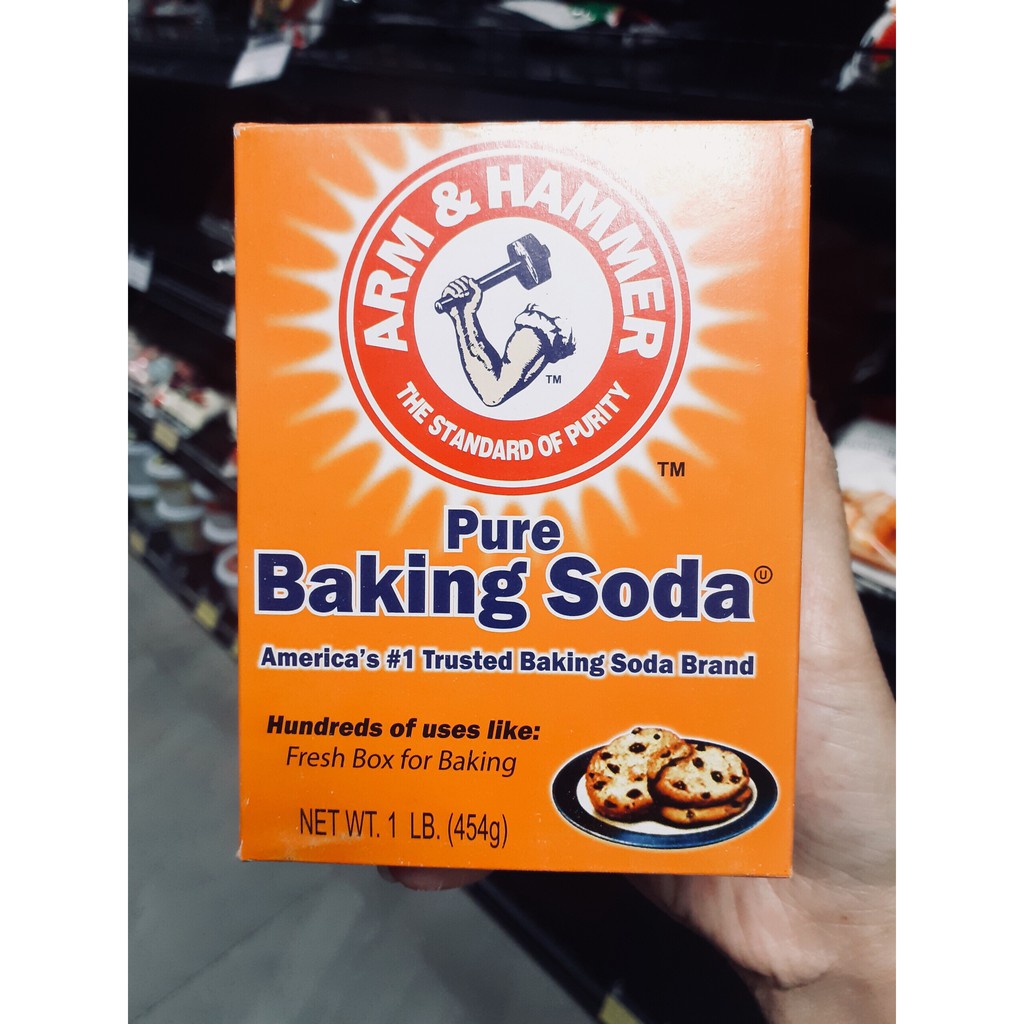 Baking Soda, Muối nở Arm&amp;Hammer hộp 454g Made in USA hàng nhập khẩu chính hãng công dụng làm bánh, chăm sóc da