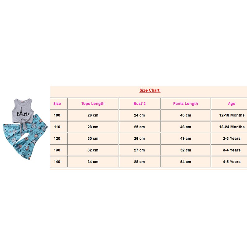 Set áo thun cộc tay in chữ thắt nơ kèm quần hoa dài ống loe thời trang cho bé gái