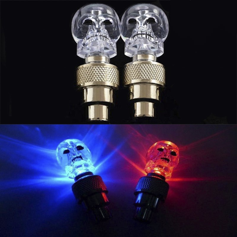 XẢ KHO Set 2 Đèn Led Gắn Van Xe Hình Đầu Lâu Sáng Tạo