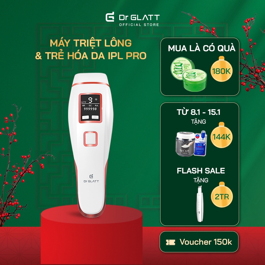 Máy triệt lông mini đa năng triệt lông vĩnh viễn trị mụn trẻ hoá da DR GLATT IPL PRO