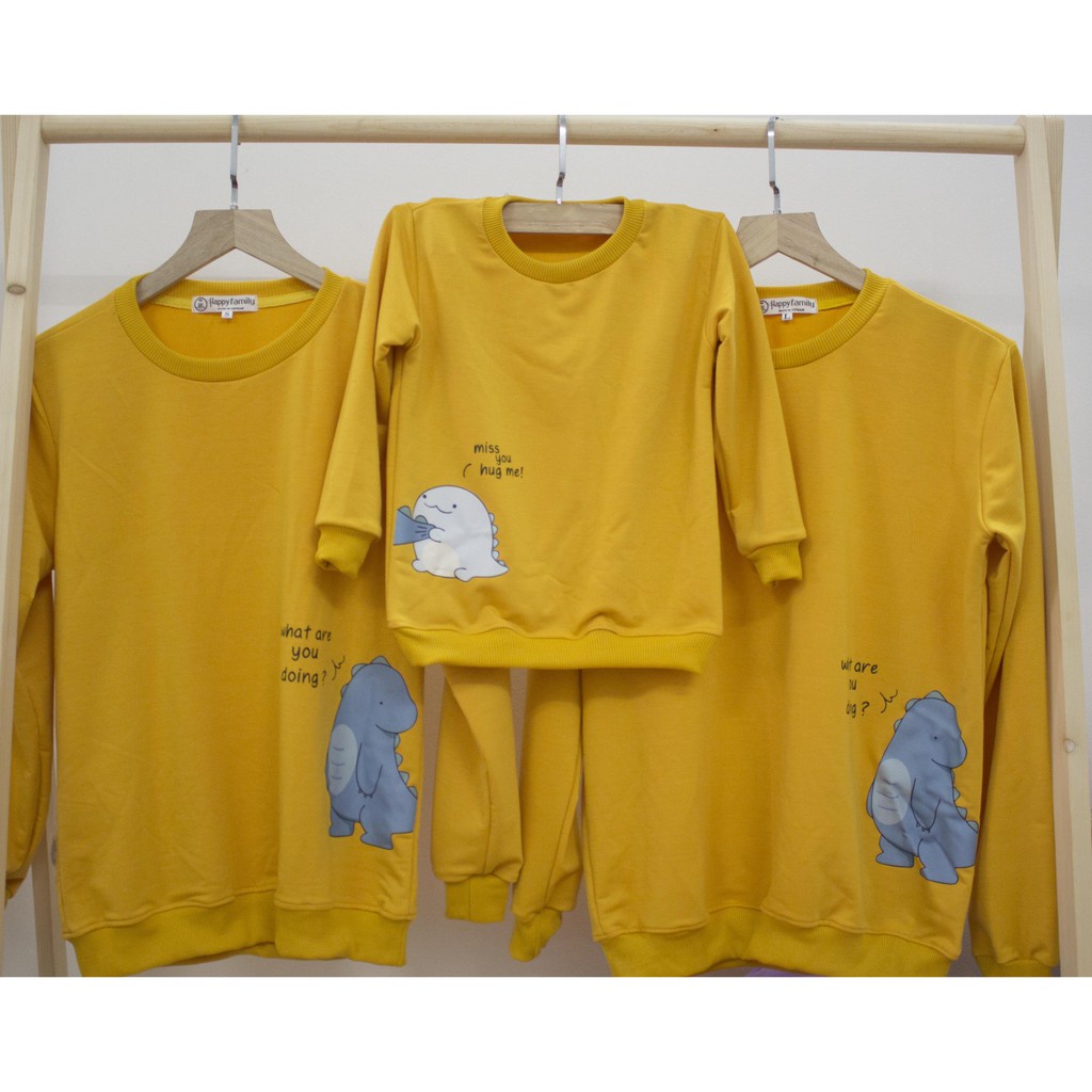 Áo Sweater Gia Đình Familylove - Áo Sweater Gia đình Khủng Long Kéo Đuôi Dễ Thương Chất Liệu Nỉ Da Cá Cao Cấp