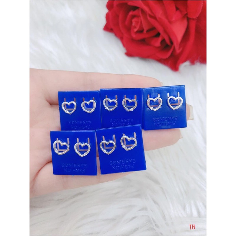 BÔNG TAI TIM ĐÍNH ĐÁ NHỎ XINH LINH MIU SILVER