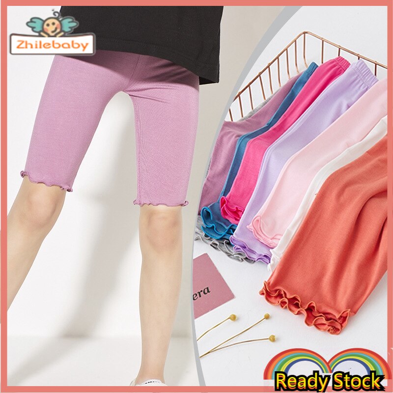 Quần Legging Bảo Hộ Vải Cotton Màu Trơn Phối Nơ Thời Trang Mùa Hè Cho Bé Gái