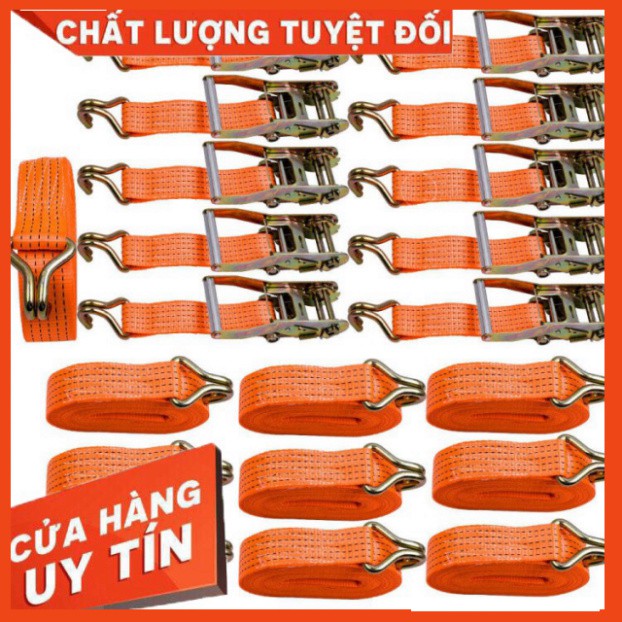 Dây cảo chằng hàng tăng đơ bản 50mm, Có Móc J, dài 1m-8m, tải trọng 3 tấn, chất liệu 100% Polyeter cường lực siêu bền Kh