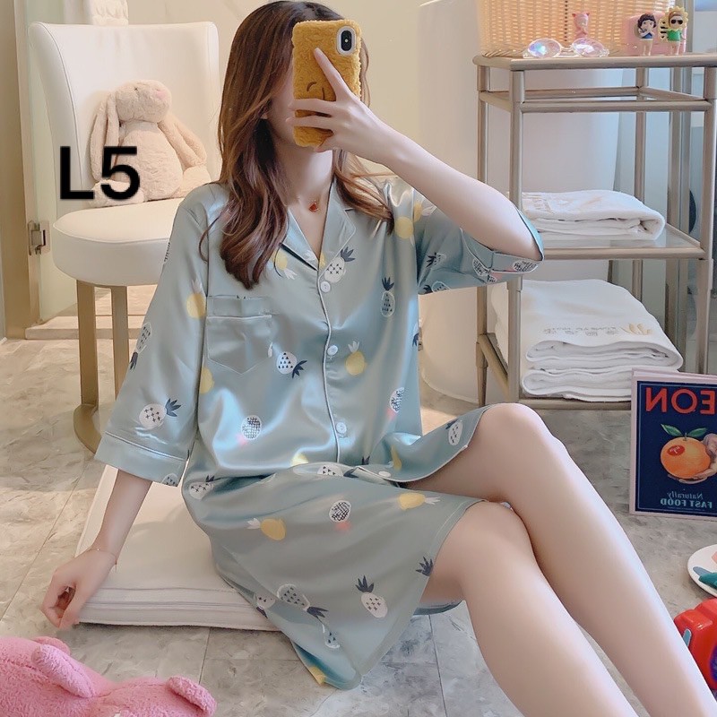 Đầm Ngủ Pijama Tay Lỡ Dáng Dài Thun Thái Mềm Mại Form Rộng Thoải Mái