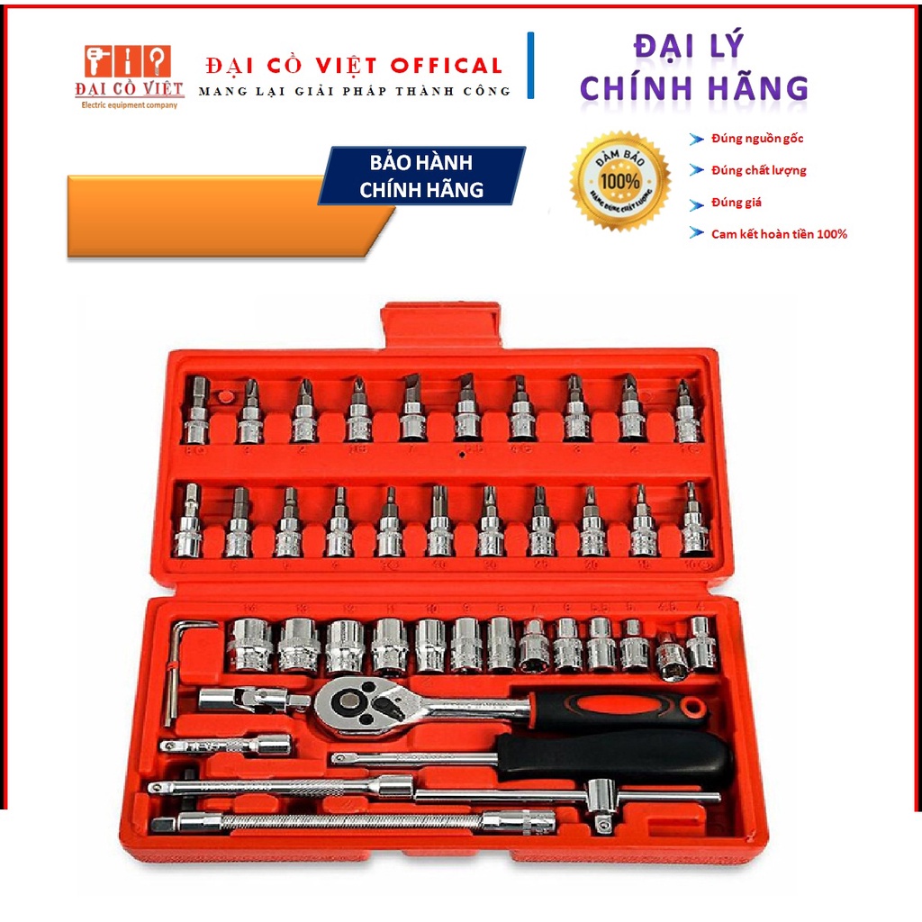 Bộ khẩu 46 chi tiết, kết hợp tuavit 21 chi tiết