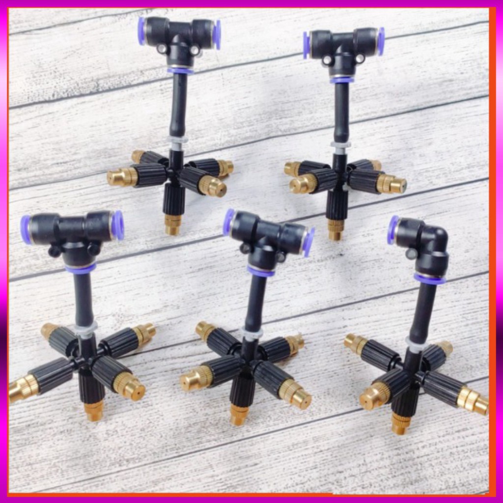 [GIÁ TỐT] 5 Béc phun sương 5 tia đồng, kèm kết nối nhanh ống 8mm, dùng tưới cây, tưới lan