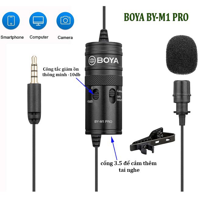 Micro Boya by m1 Pro thu âm gài áo cao cấp | Hàng chính hãng