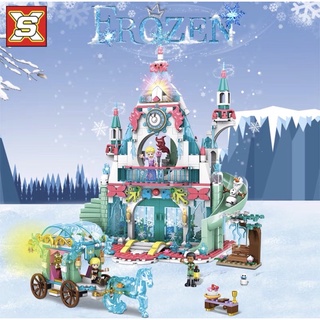 Sẵn - lắp ráp 3060 lâu đài frozen có đèn 943pcs