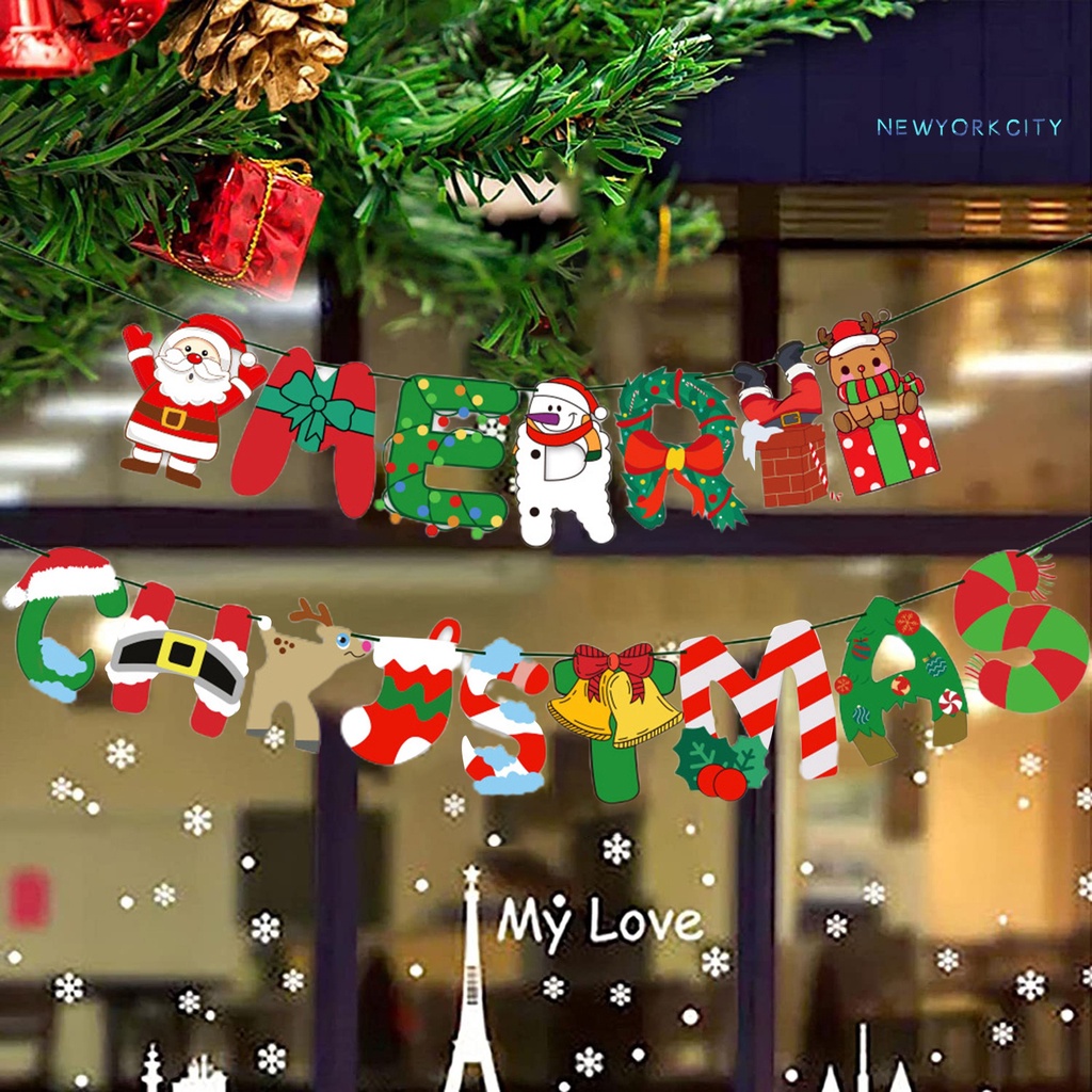 1 Bộ Dây Treo Trang Trí Giáng Sinh Nhiều Màu Họa Tiết Hoạt Hình Dễ Thương