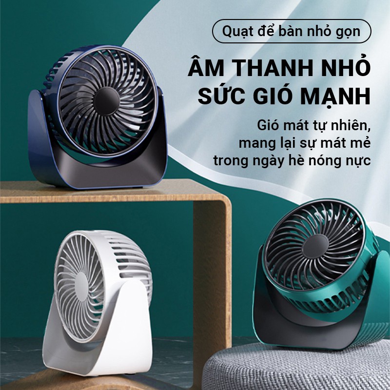 Quạt tích điện để bàn cảm ứng không dây F118,xoay chỉnh 360 độ,thao tác bằng cảm ứng,điều chỉnh 3 tốc độ gió