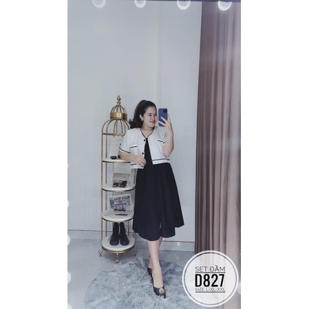 Bigsize Set đầm kèm áo viền D827