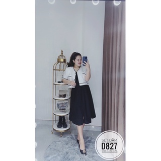 Bigsize Set đầm kèm áo viền D827