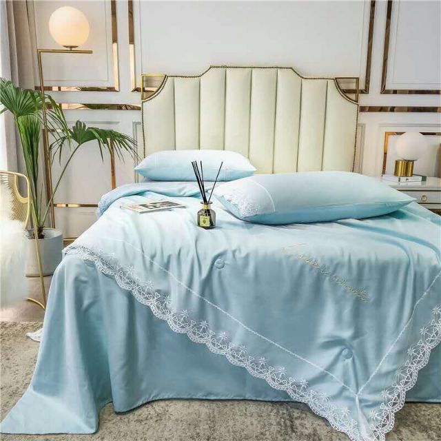 BỘ CHĂN GA GỐI TENCEL 80S LẠNH 4 MÓN( chăn trần bông)