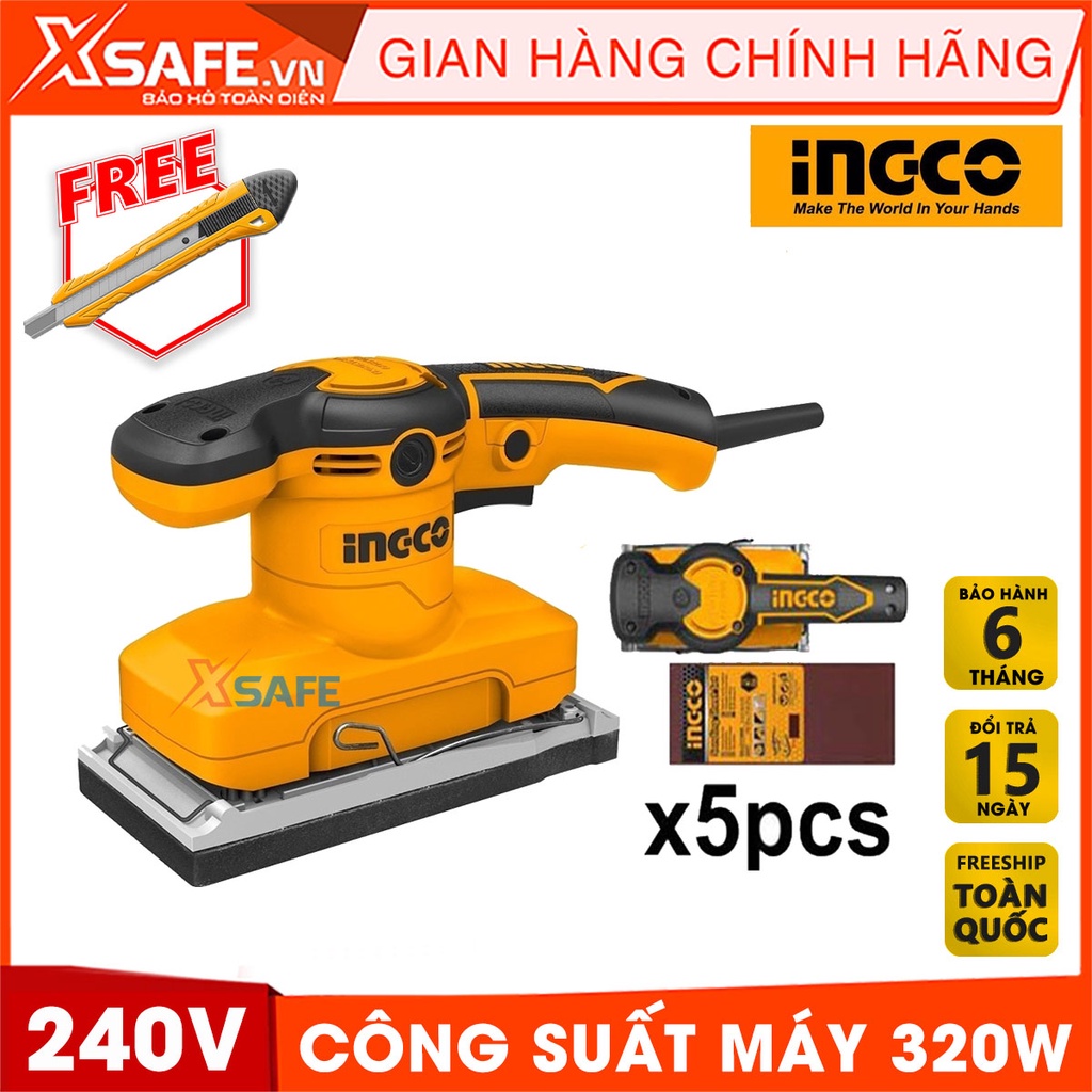 Máy chà nhám cao cấp INGCO FS3208 320W kèm 5 miếng giấy nhám Máy chà nhám chất liệu cao cấp, mạnh mẽ, hiệu suất cao