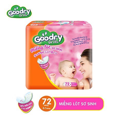 Miếng lót sơ sinh em bé/Bỉm gián cho bé  Goodry 72 miếng mềm mại