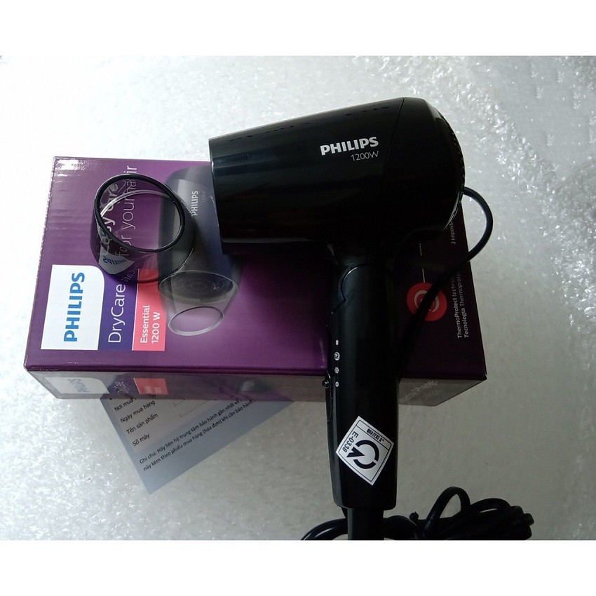 Máy Sấy Tóc Du Lịch Philips BHC010/10 - 1200W - Màu Đen - Màu Hồng BHC010/00 - Hàng Chính Hãng Phân Phối