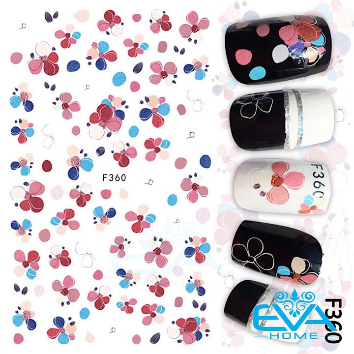 Miếng Dán Móng Tay 3D Nail Sticker Tráng Trí Hoạ Tiết Bông Hoa F360