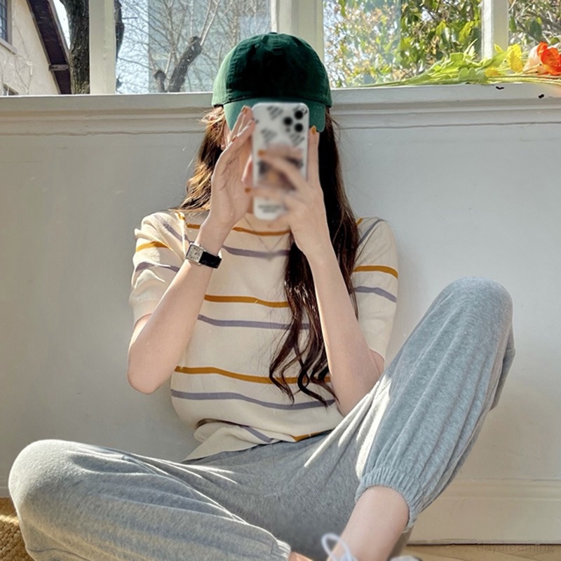 Áo Thun Ngắn Tay Thời Trang Mùa Hè Hàn Quốc Cho Nữ