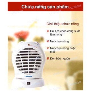 Quạt sưởi Tiross TS944 2 cánh 2000w