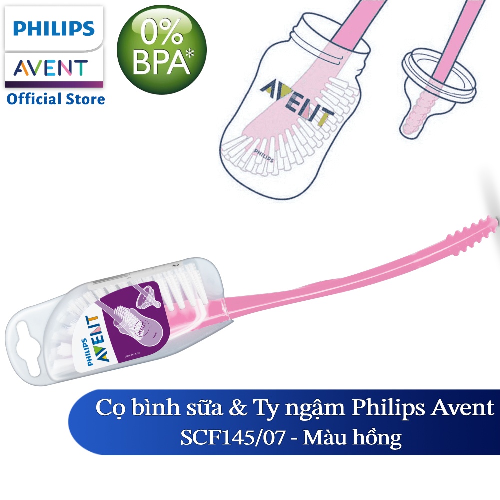 Cọ bình sữa Philips Avent màu xanh/hồng