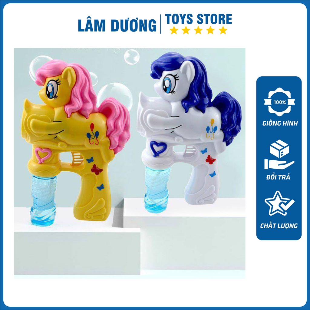 Cá heo bắn bong bóng ❤️LÂM DƯƠNG TOYS❤️ Súng đồ chơi thổi bong bóng xà phòng hình công chúa có đèn cho bé