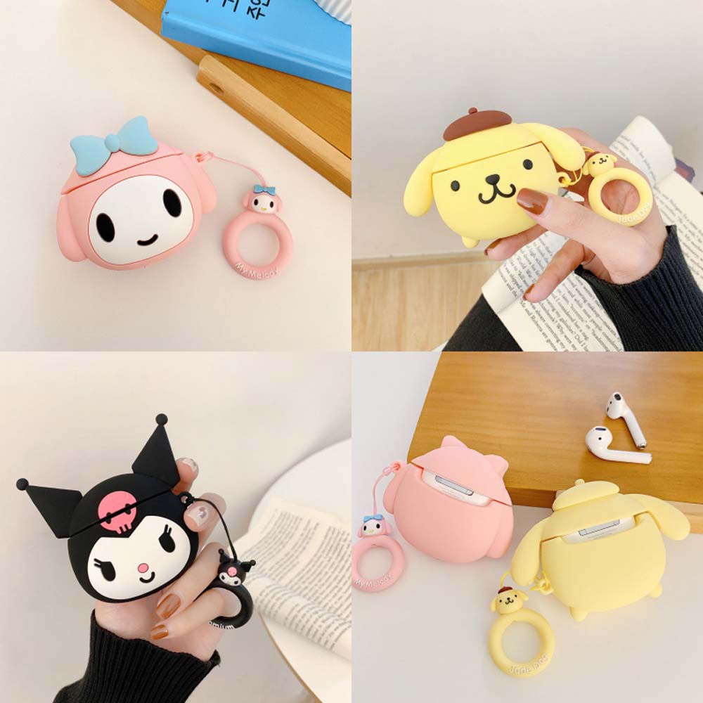Vỏ bảo vệ hộp sạc tai nghe Airpods bằng silicone chống sốc hình Kuromi My Melody nhiều loại