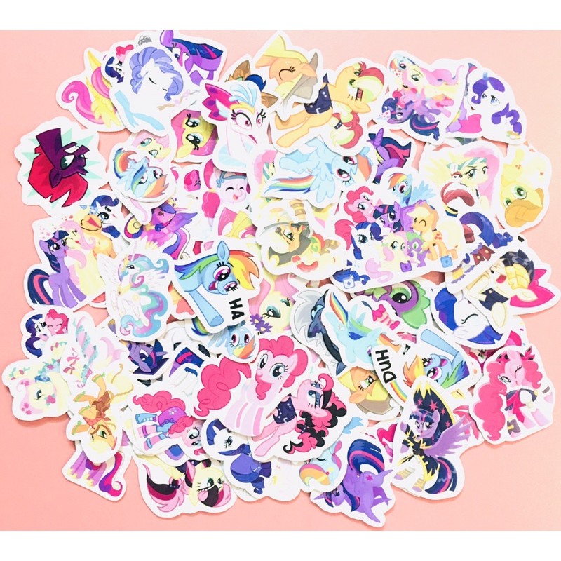 Sticker ngựa thần pony combo 30 -50 cái ép lụa ảnh khác nhau