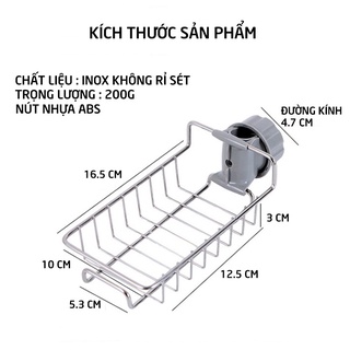 Kệ gắn vòi inox để đồ rửa chén.