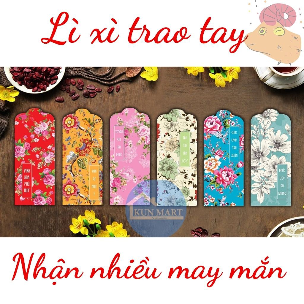 Lì Xì ❤️FREESHIP❤️ Bộ 10 Lì Xì Hoa Tết (mầu ngẫu nhiên)