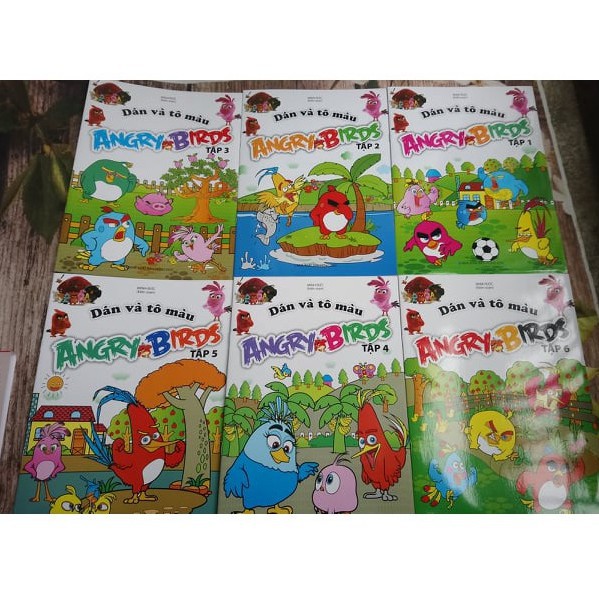 Sách - Dán sticker và tô màu Angry Birds - Combo 6 cuốn