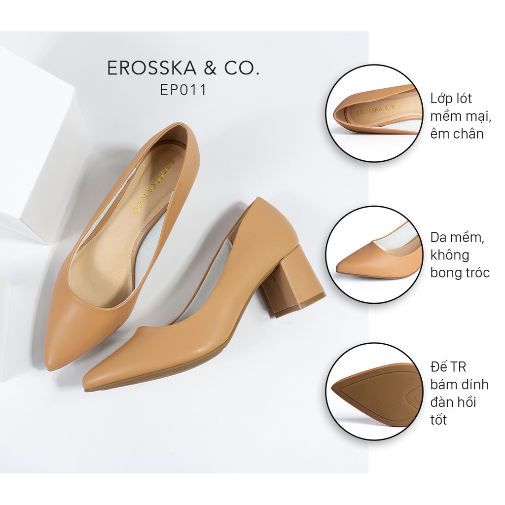 Giày cao gót Erosska mũi nhọn kiểu dáng cơ bản cao 5cm màu bò _ EP011