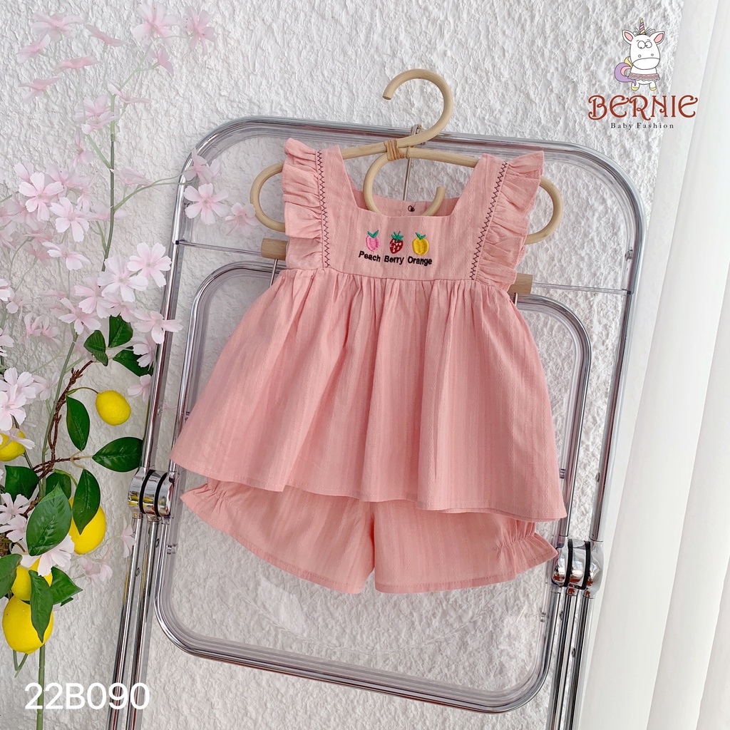 Bộ cộc tay cánh tiên thêu hoạ tiết bé gái, bộ thô đũi cánh tiên mùa hè cho bé
