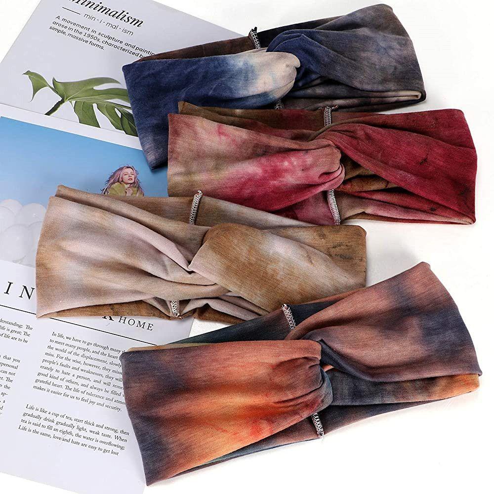 Băng Đô Turban Bản Rộng Co Giãn Nhuộm Màu Sắc Thời Trang