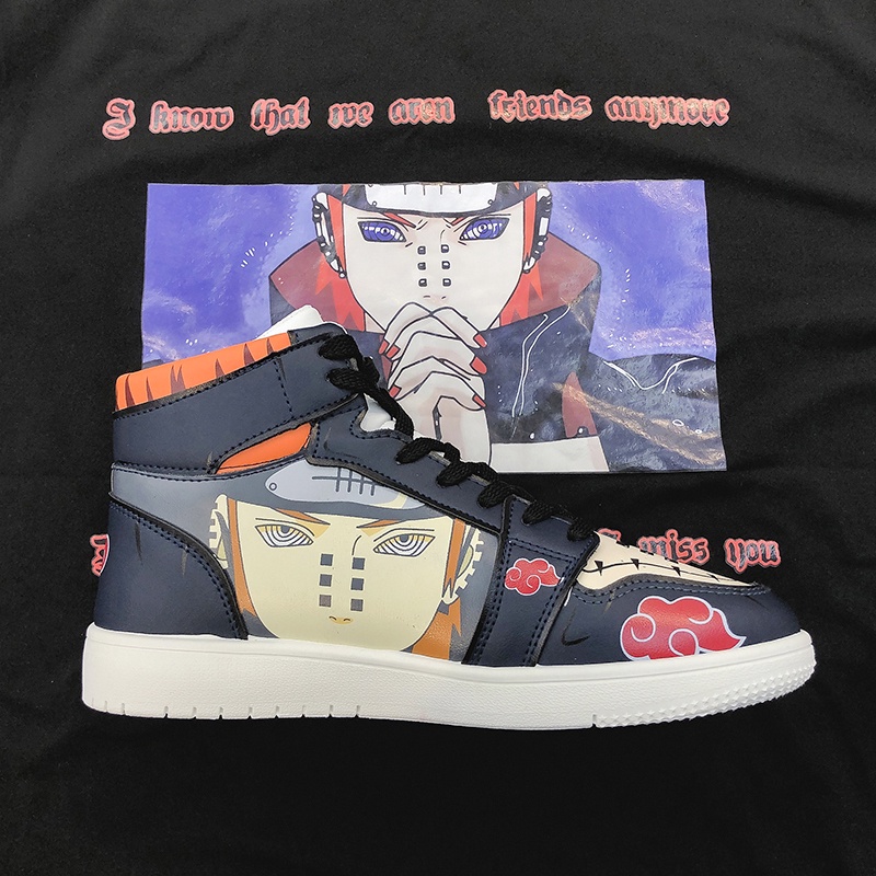 Giày thể thao cổ cao in hình anime Naruto thời trang cho nam size 36-44