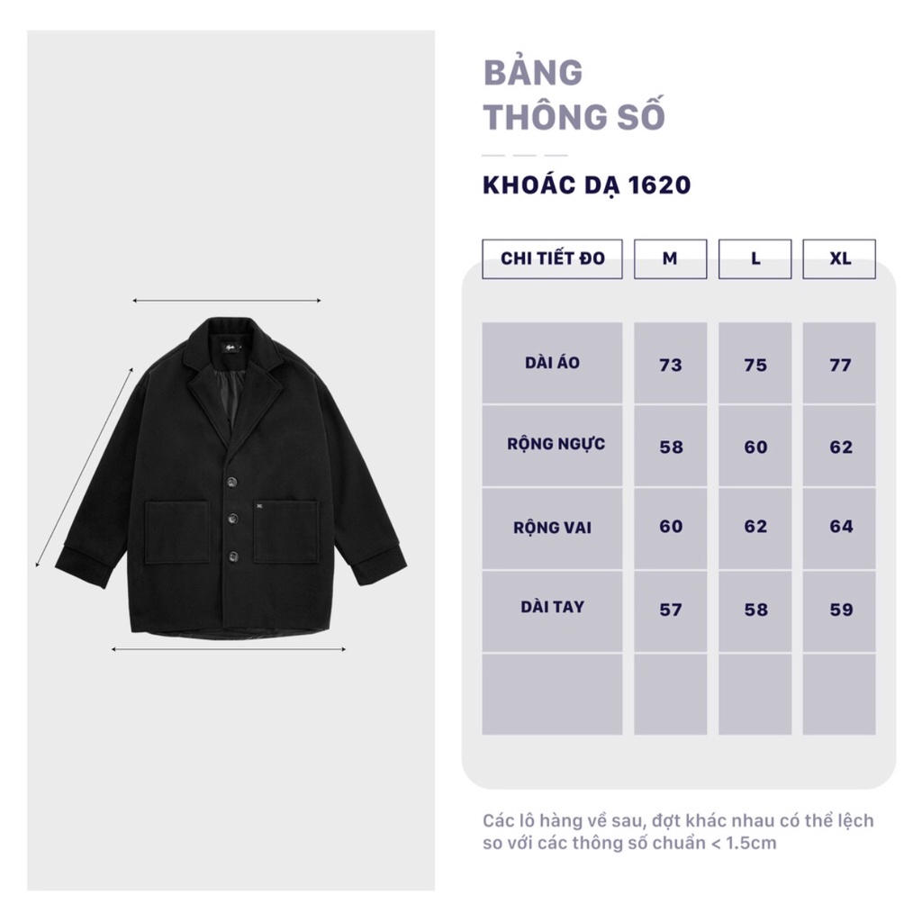 Áo Khoác dạ phong cách trẻ trung Jiang Store - áo vest dạ dáng dài form rộng unisex Hàn Quốc