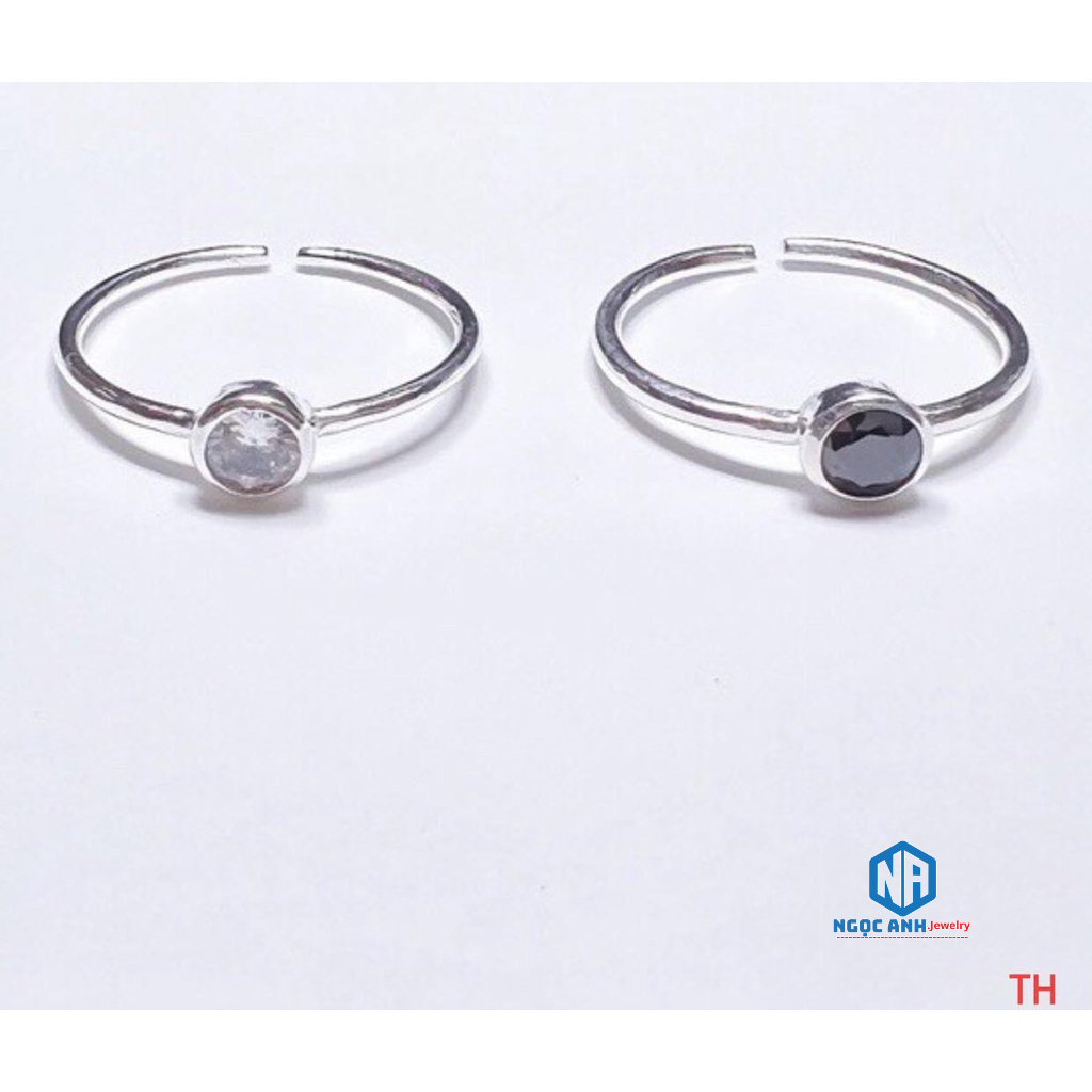 Nhẫn Bạc nữ, nhẫn đính đá tròn, nhẫn dáng hỏ. Bạc_Ngọc Anh