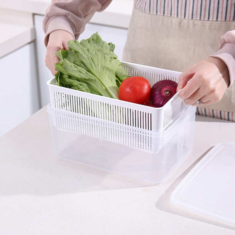 Rổ Nhựa Đựng Rau Củ Quả Đa Năng Có Nắp Đậy Cho Nhà Bếp