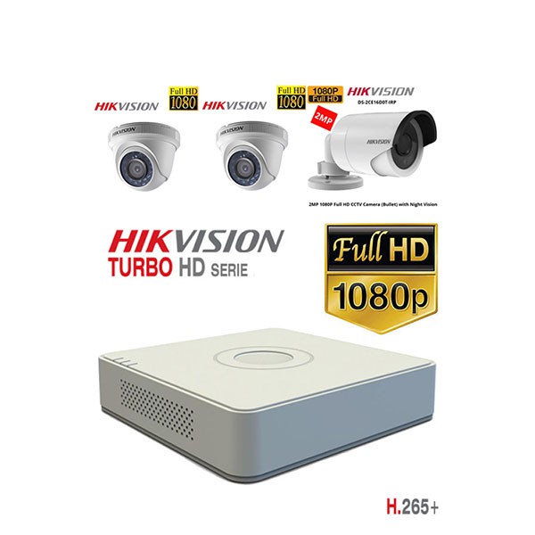 Lắp Đặt Trọn Gói Bộ 3 Camera Hikvision Full HD 1080P