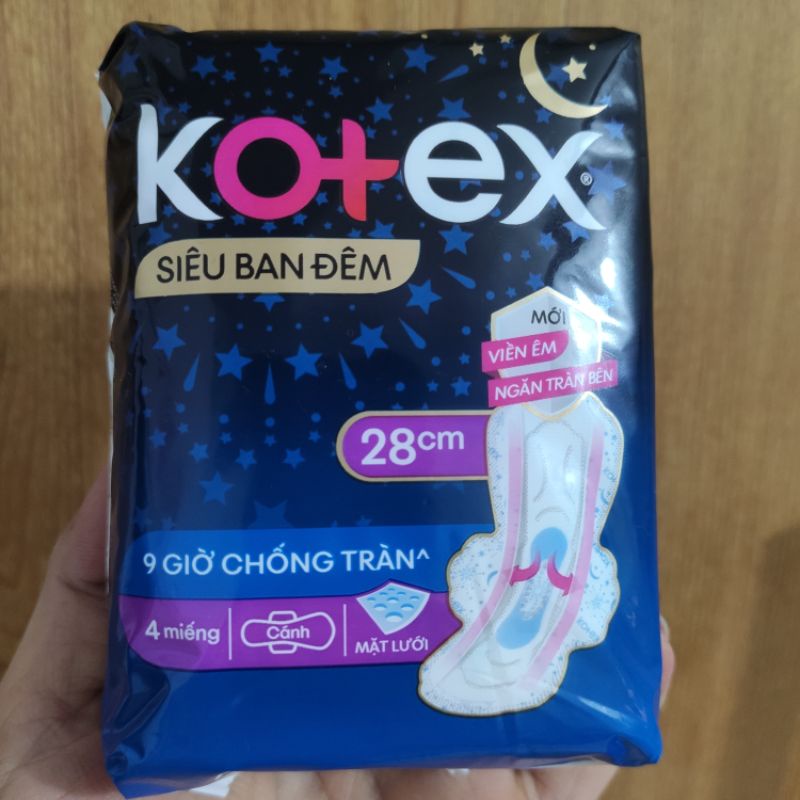 BĂNG VỆ SINH KOTEX SIÊU BAN ĐÊM 28cm/4miếng.