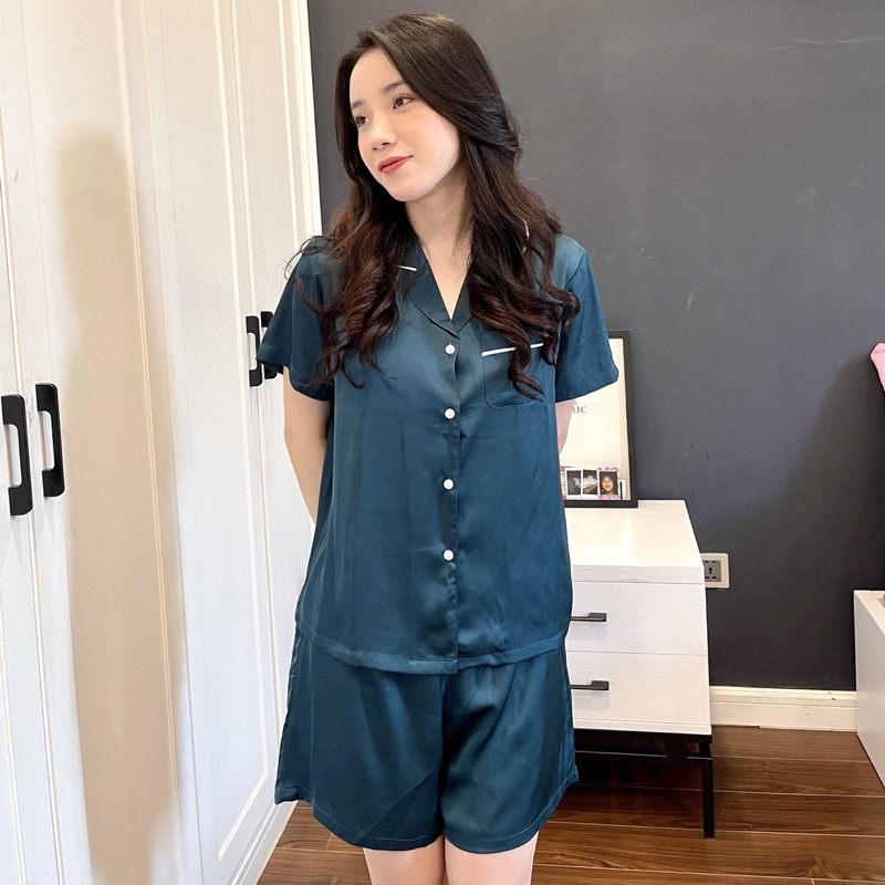 [Hàng đẹp giá rẻ] Bộ Pijama Lụa Trơn Latin cộc tay hàng đẹp thiết kế mềm mịn thấm hút mồ hôi