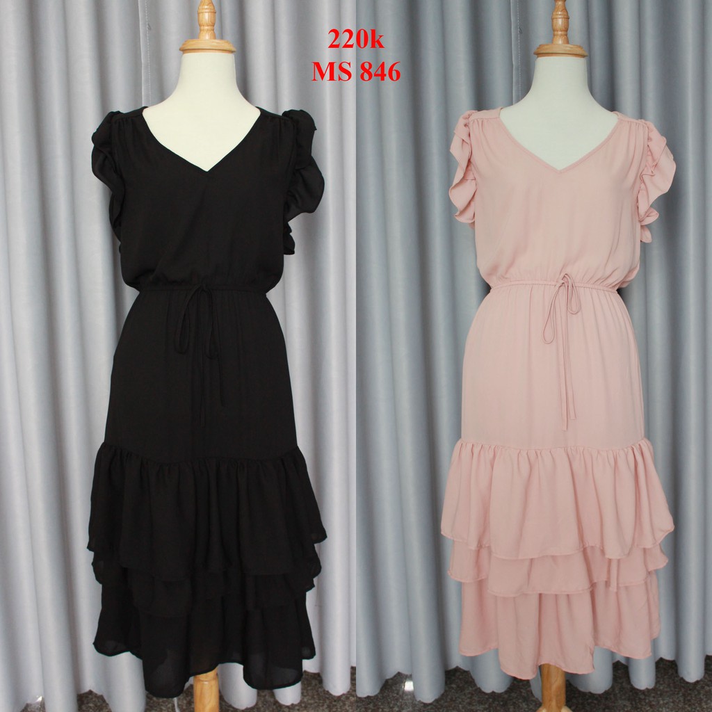 Đầm midi voan tầng