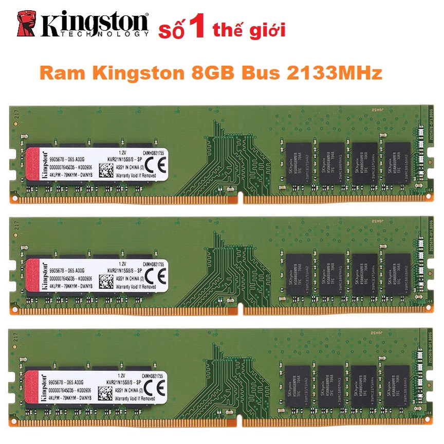 Ram PC Kingston 8GB DDR4 2133MHz Chính Hãng - Bảo hành 36 tháng