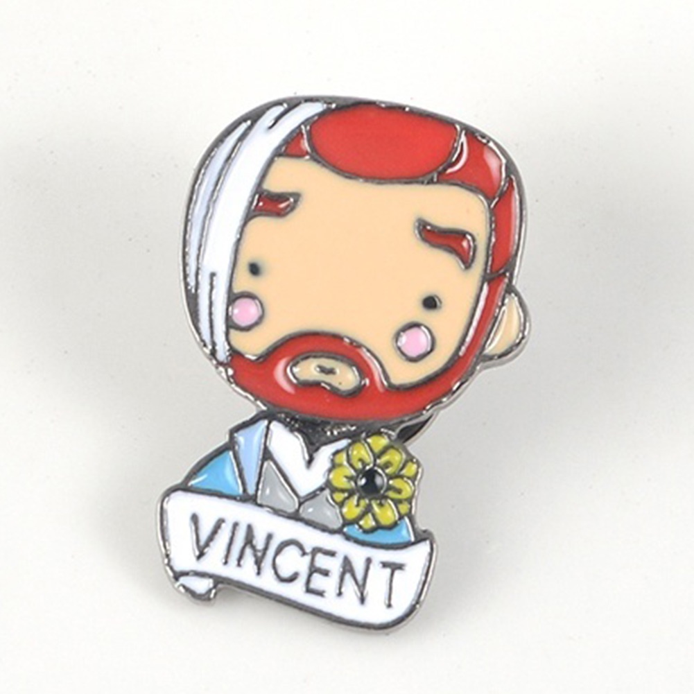 YOML✔Fashion English Letter Vincent Van Gogh Badge Alloy Brooch Pin Clothes Jewelry