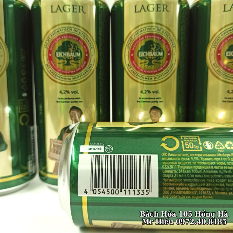 [Hỏa tốc] Bia cây sồi Eichbaur Lager 4,2% thùng 24 lon