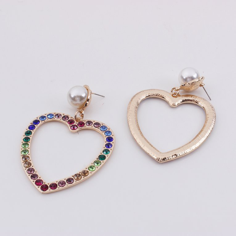 #cz Fashion Diamond Earring Alloy Love Heart Earrings Shining Earring Jewelry