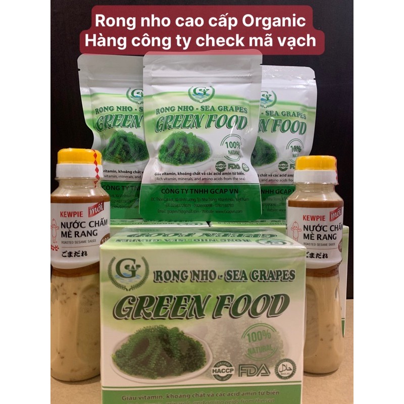 Rong nho Green Food cao cấp nở ra rong nho tươi Organic Hàng công ty check mã vạch